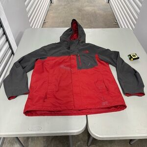 The North Face Red and Gray Outerwear XL jacket hood rain ski men
